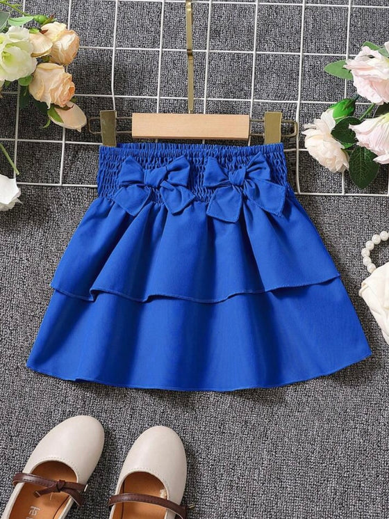 Toddler Girls Bow Front Layer Hem Skirt