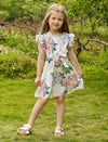 GIRLS Kids SUNSHNE Toddler Girls Floral Print Ruffle Trim Belted Dress