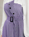 Spring/Summer Elegant Long Sleeve Long Checkered Dress With Round Neck
