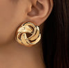 Big Statement Gold Metal Alloy Geometric Twisted Stud Earrings