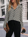 Allover Print Blouse & Tie Front Pants