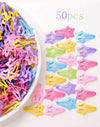 50pcs Girls' Cute Colorful Heart Shaped Hair Clips With Metal Bb Clasp, Random Colors, Great For Daily Wear Or Valentine'S Day Gift