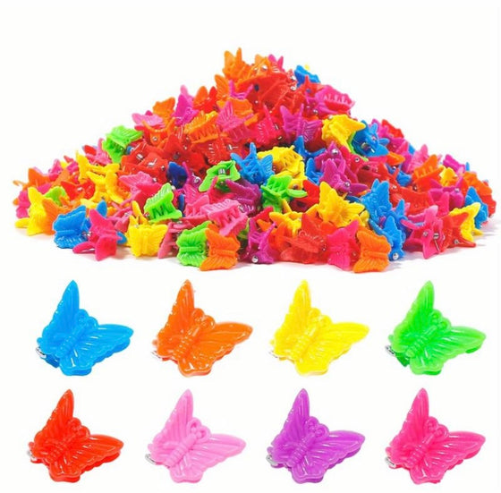 100pcs Butterfly Mini Hair Clip, Plastic Bangs Hair Claw Clip Ponytail Clip Children's Girls Hair Accessories, Ideal choice for Gifts