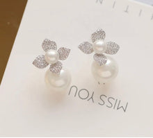  fashion elegant ABS pearl flower cubic zircon earrings for women gift