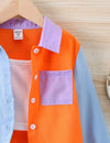 Toddler Girls Colorblock Patched Pocket Shirt Without Cami Top