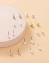 36pairs/set Fashionable Rhinestone & Faux Pearl Stud Earrings For Women For Daily Decoration
