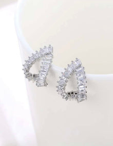 Cubic Zirconia Decor Stud Earrings