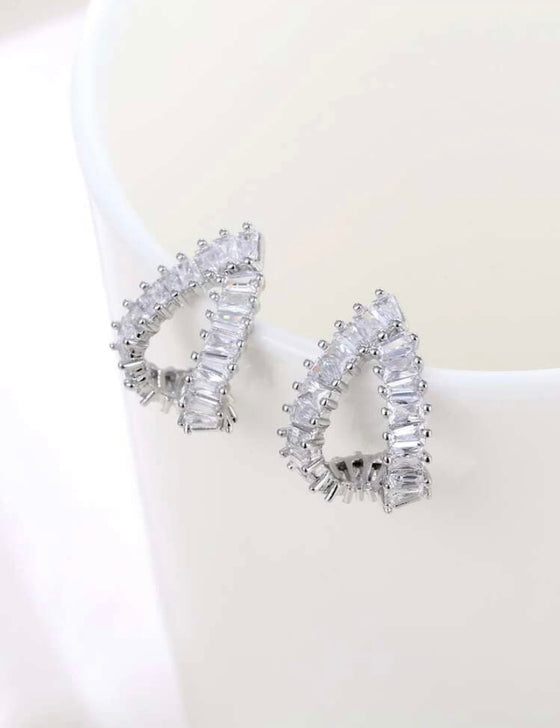 Cubic Zirconia Decor Stud Earrings