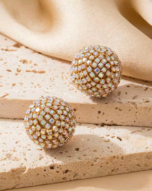  1pair Simple Multicolor Round Shaped Rhinestone Inlaid Stud Earrings