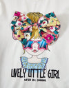 Kids FANZEY Girls' Round Neck Short Sleeve T-Shirt With Ruffle Details, Character Print And 3d Bow Decoration