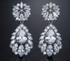 cubic zirconia colorful stone earrings flower shape silver color luxury earrings jewelry women