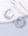 1pair Rhinestone Flower Shaped Earrings For Women
