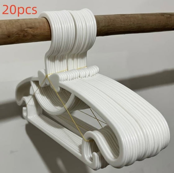 20pcs White Baby Clothes Storage Plastic Hangers, Kid Clothes Drying Racks, Durable Anti-slip Clothes Drying Racks, Household Storage Organization For Bathroom, Bedroom, Closet, Wardrobe, Home, Dorm