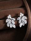2pcs Fashion Luxury Horse Eye Shaped & Leaf & Cubic Zirconia Decor Bridal Earrings