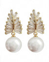 1pair Fashionable Bridal Style Faux Pearl Earrings With Delicate Tassel & Cubic Zirconia Stone Detail, Shiny Elegant Woman
