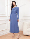 Solid Color Long Sleeve Dress