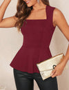 Square Neck Peplum Tank Top