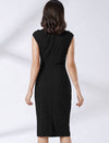 Mock Neck Cut Out Split Hem Slim Business Bodycon Dress