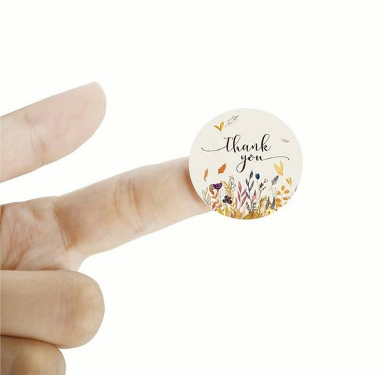 500pcs Vibrant Autumn Floral THANK YOU Stickers