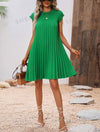 Solid Color Round Neck Pleated Casual Short Sleeve Dress