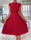 Casual Patchwork Lace Pleated Hem Dress