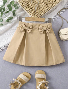  Young Girl Bow Front Fold Pleated Detail Skirt