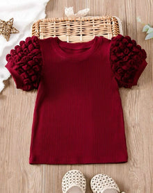  Kids EVRYDAY Toddler Girls Puff Sleeve Rib Knit Tee