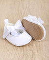 1 Pair Baby Girls' Solid Color Bow Knot Soft Fabric Shoes With Design, Suitable For Spring And Autumn, 0-4Months