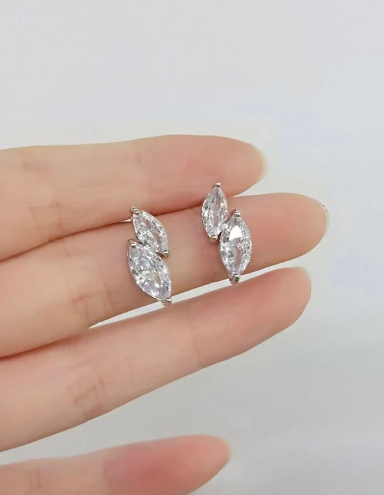 Cubic Zirconia Decor Stud Earrings For Women