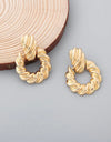 Textured Metal Geometric Drop Earrings