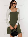 Color Block Cargo Pocket Dress