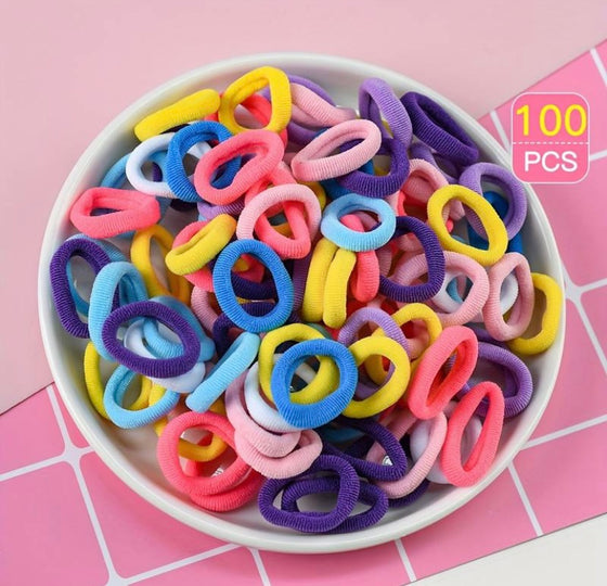 100pcs Colorful Hair Tie Ponytail Holders Set