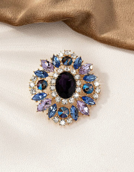 1pc Fashionable Luxurious Brooch With Colorful Gemstones In European And American Style