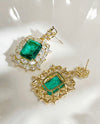 1pair Glamorous Green Cubic Zirconia & Rhinestone Decor Drop Earrings