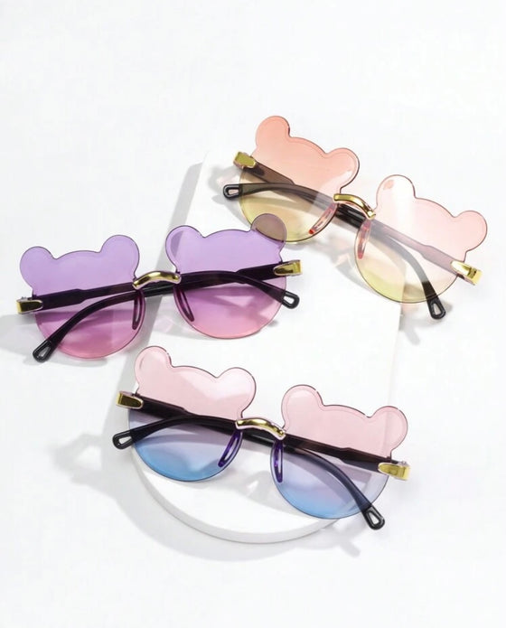 3pcs Children's Cute Bear Ear Design Fashion Gradient Fashion Glasses