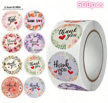  500pcs Gift Thank You Stickers, Flower Wedding Decoration Gift Box Packaging Stickers, Self-Adhesive Labels