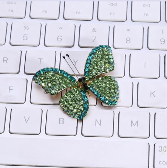 Full Rhinestone Butterfly Pins Vintage Enamel Brooch for Lady Gift Dress Scarf Decor Jewelry Accessories