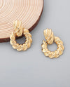 Textured Metal Geometric Drop Earrings