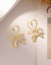 1pair Fashionable Bowknot, Geometric & Heart Shaped Stud Earrings
