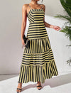 Frenchy Striped Ruffle Trimmed Summer Cami Dress