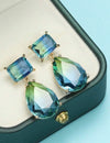 1pair Luxurious & Elegant Square Drop & Teardrop Shaped Earrings