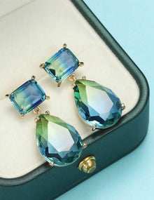  1pair Luxurious & Elegant Square Drop & Teardrop Shaped Earrings