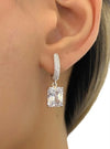 Square Cubic Zirconia Decor Earrings