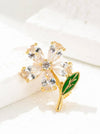 Cubic Zirconia Flower Design Brooch