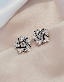  1pair Fashionable Cross-Shaped Rhinestone Studded Earrings