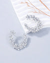 1pair Rhinestone Flower Shaped Earrings For Women