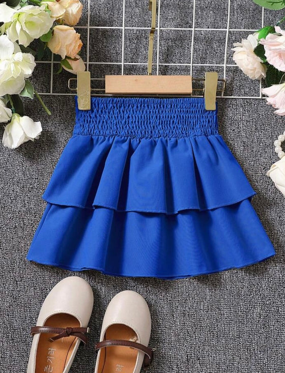 Toddler Girls Bow Front Layer Hem Skirt