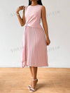 Solid Pleated Hem Dress