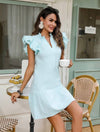 Flying Sleeve Dress With Ruffle Hem