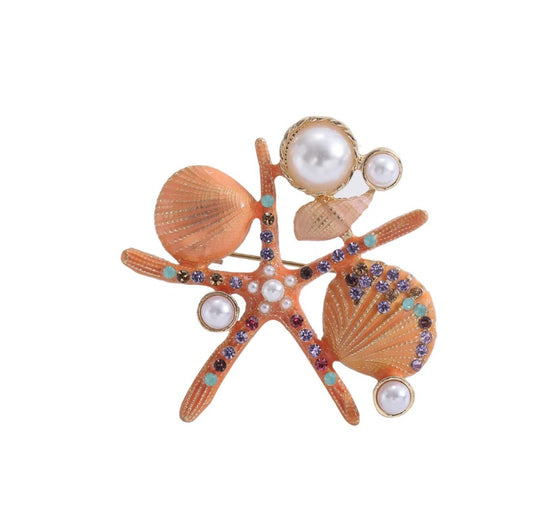 Shell & Starfish Design Brooch